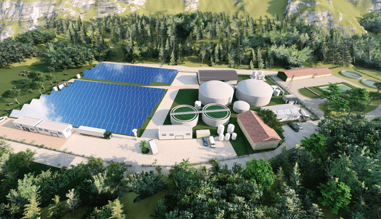 Recreación de la planta de tratamiento Pescandi Circular en Arenas de Cabrales